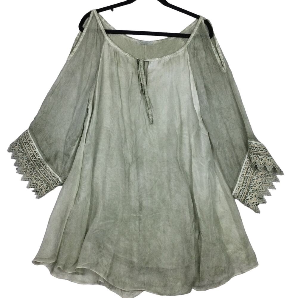 Aquavita Resort Beach Sheer Boho Crochet Lace Cold Shoulder Keyhole Coverup OS